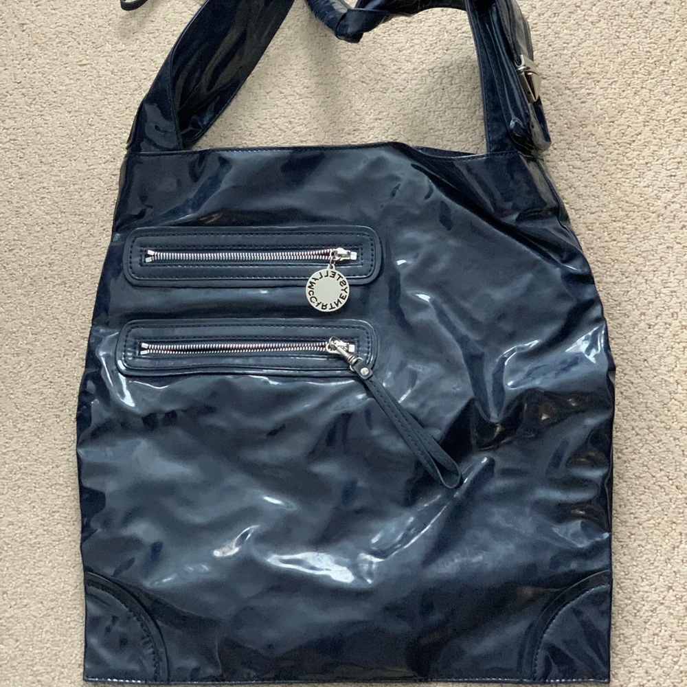 Stella McCartney navy blue patent tote